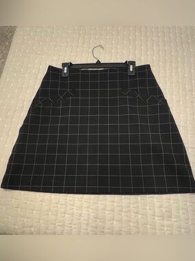 Express Black Mini Skirt with White Windowpane Grid